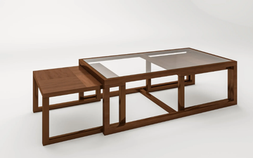 MESSINE - Wood and glass coffee table by HUGUES CHEVALIER - view 3